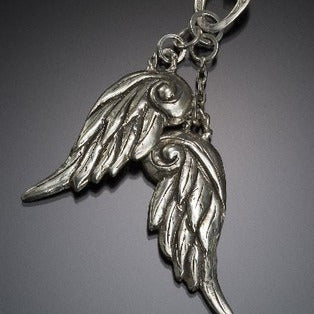 double wings silver  necklace