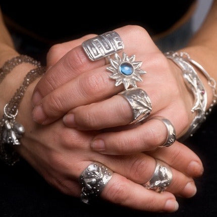 sunflower ring with semi precious stones