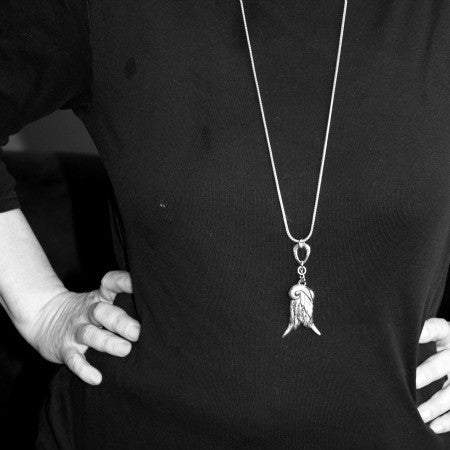 double wings silver necklace