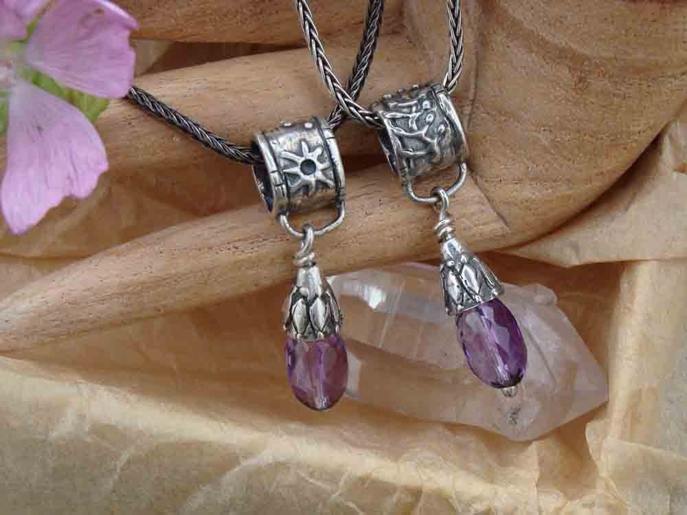adinkra  symbol  reversible necklace silver amethyst