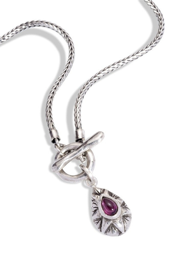 Garnet teardrop protection necklace