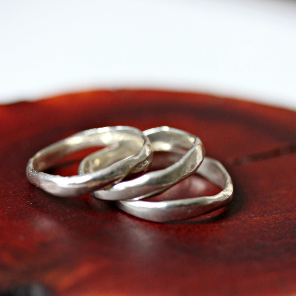 River Spirit  silver stacking rings