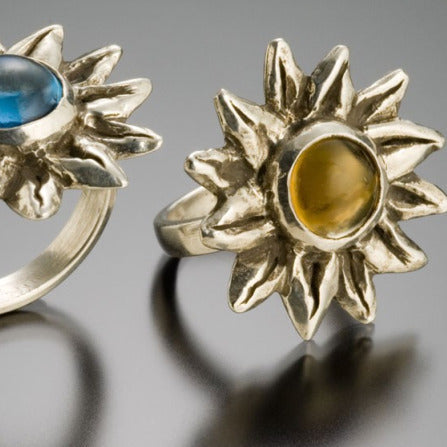 sunflower ring with semi precious stones