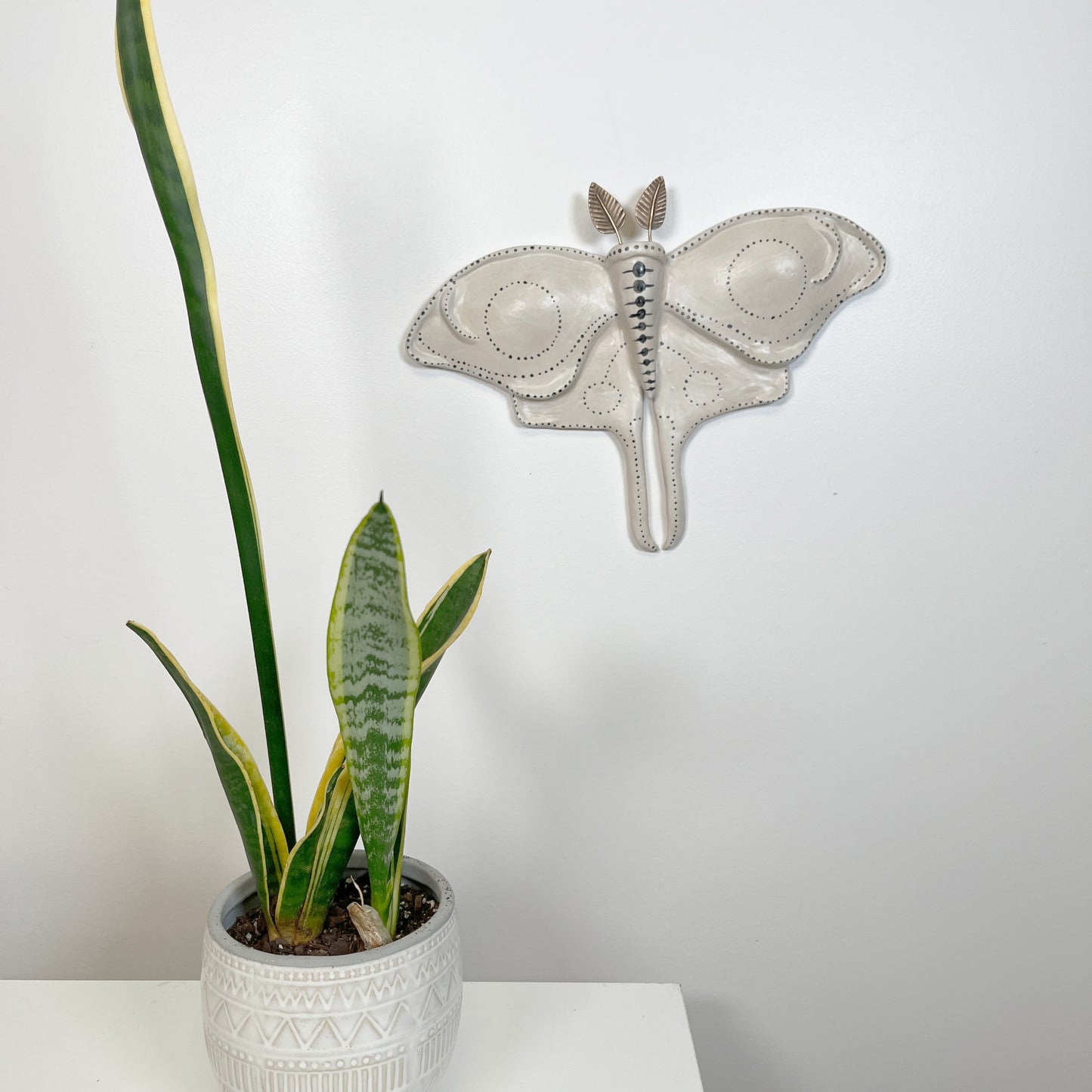 Ceramic Luna Moth Wall art sculpture with bronze artist made one of a kind