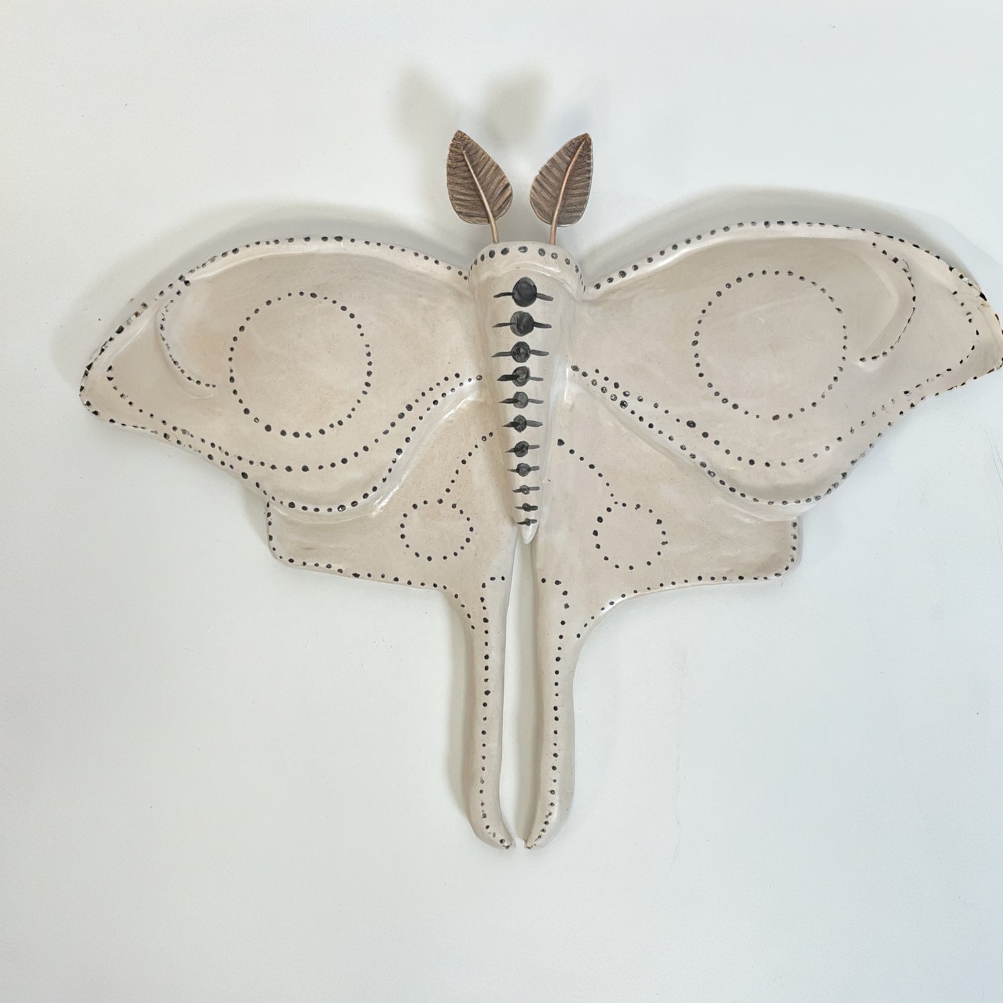 Ceramic Luna Moth Wall art sculpture with bronze artist made one of a kind