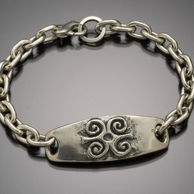 Men's silver adinkra ID bracelet