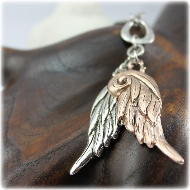 double wings silver  necklace