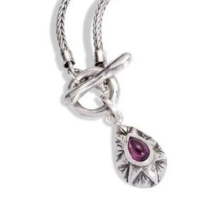 Garnet teardrop protection necklace
