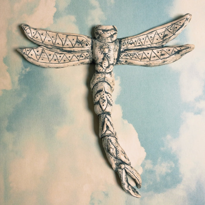 Ceramic dragonfly wall sculpture one of a kind artist made