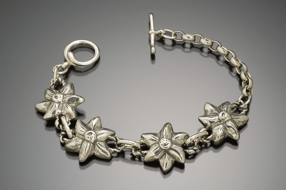 Silver  Edelweiss  Flower bracelet