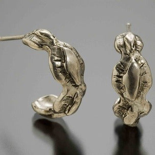 Lacy  silver huggy earring