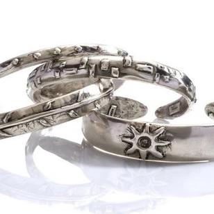 silver cuff bracelet stack adinkra symbols set of four 